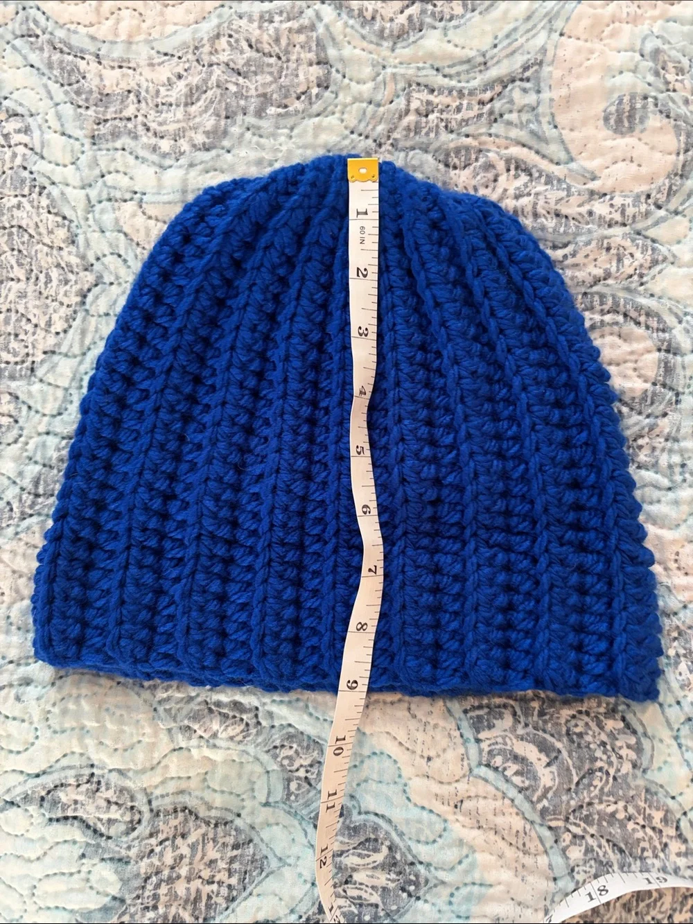 Hand Crafted Royal Blue Kids Knit Beanie Hat